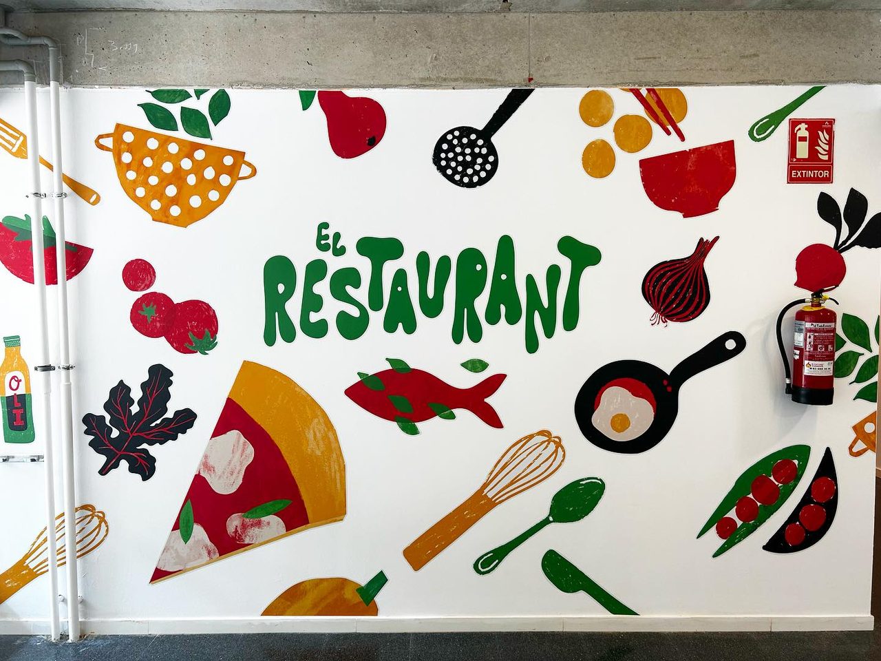Mural ilustrado para un restaurante